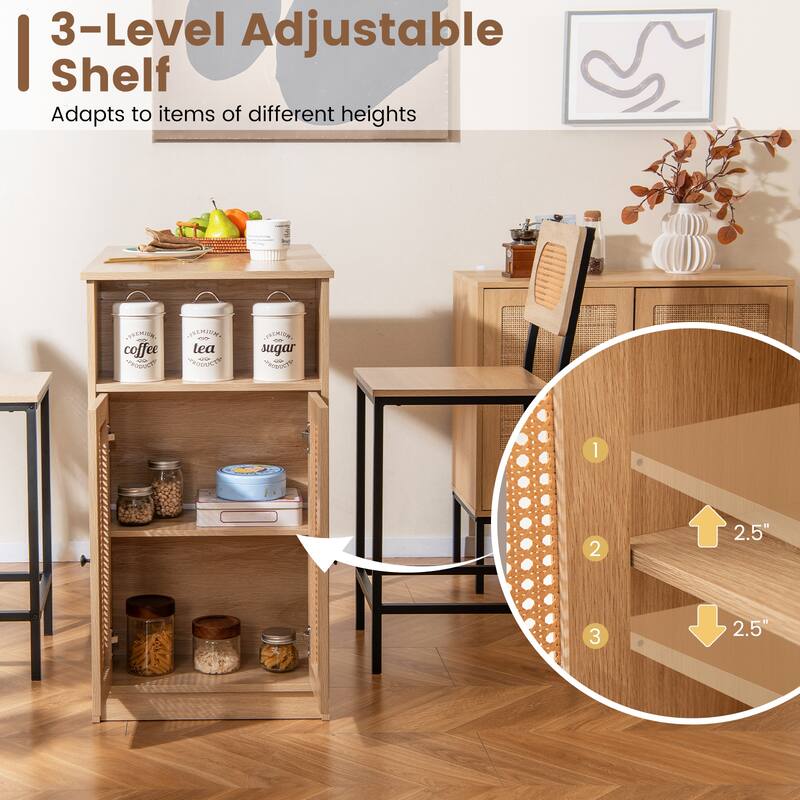 Gymax 3 PCS Bar Table and Chairs Set w/ 2 Bar Stools & Storage Shelves