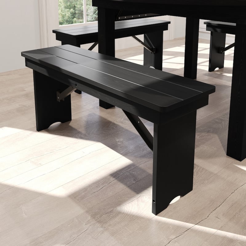 40" x 12" Antique Rustic Solid Pine Folding Farm Bench