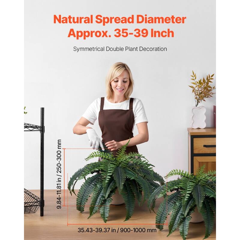 Green Artificial Silk Fabric Large Boston Fern Plant with Lush Branches