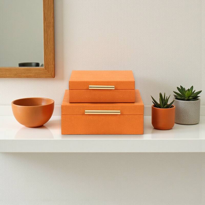 Lusan Black Vinyl Decorative Box Set - Orange Shagreen