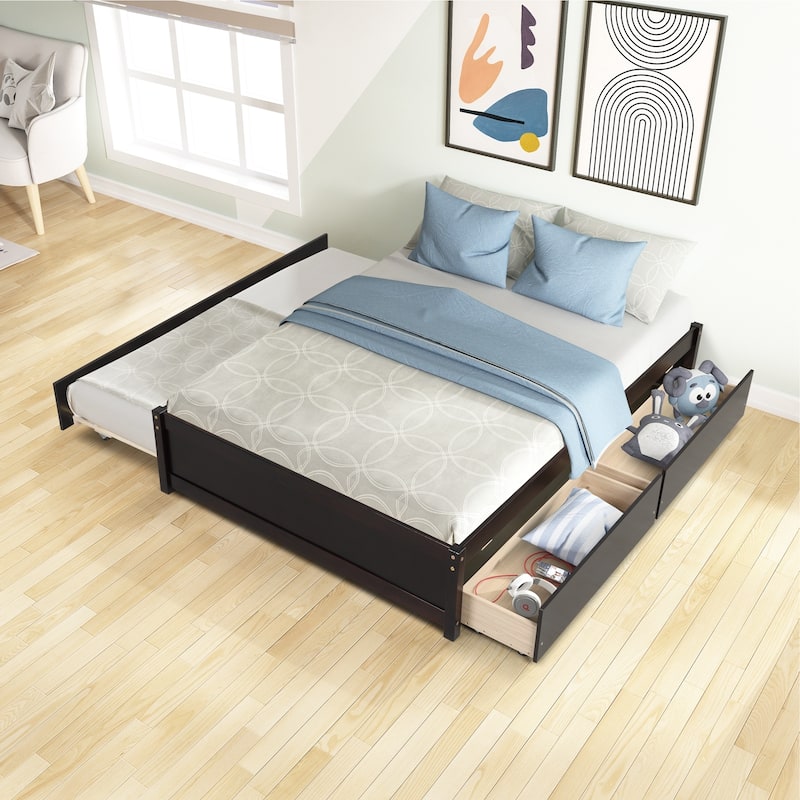 Full bed with twin trundle - Espresso