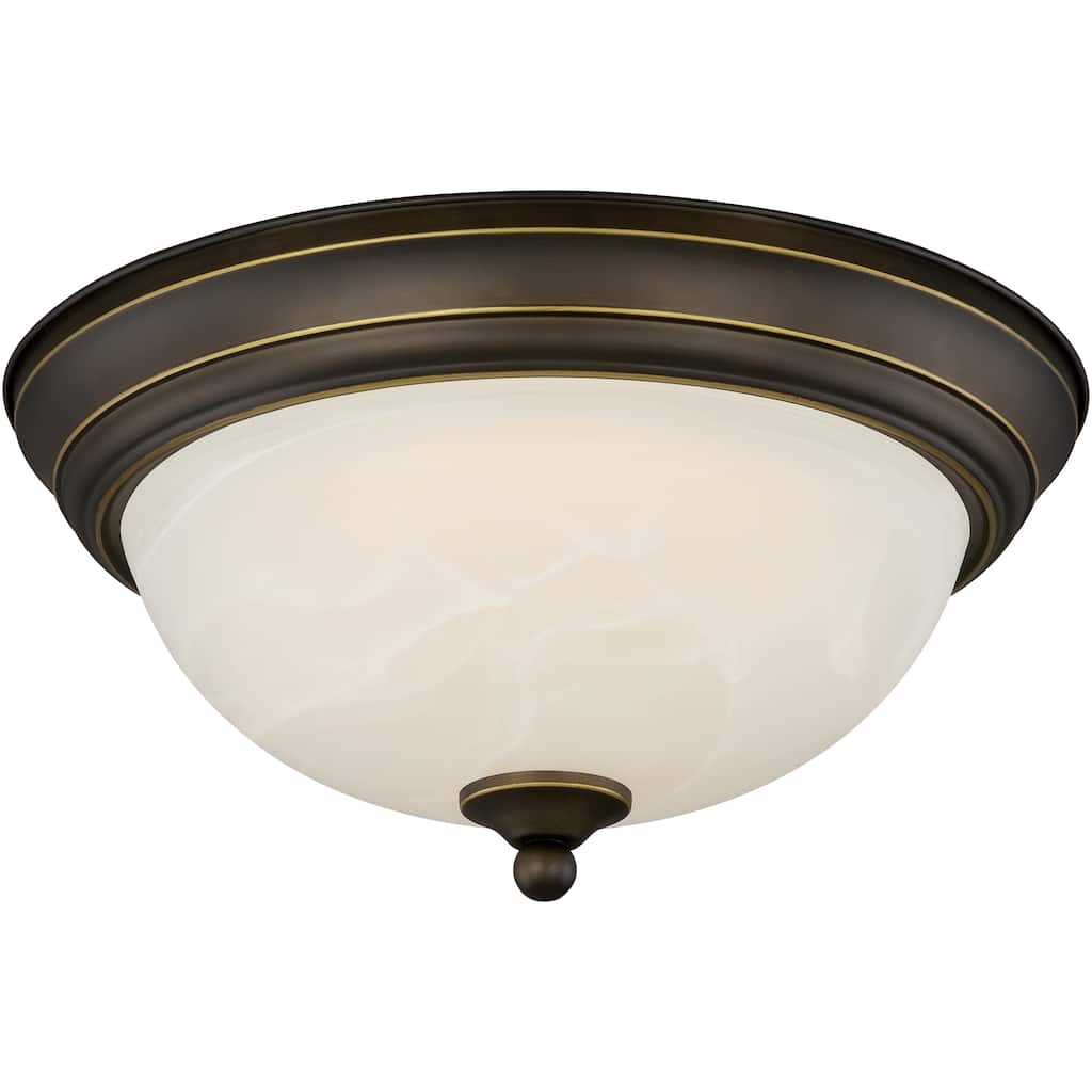 Stevens LED Transitional Flush Mount Ceiling Light Fixture White Alabaster Glass