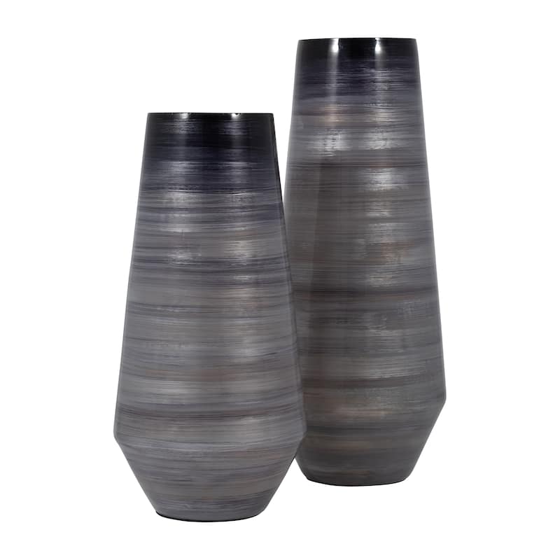 Sagebrook Home Modern Neutral Gray/Black Glass, 15" Enameled Vase
