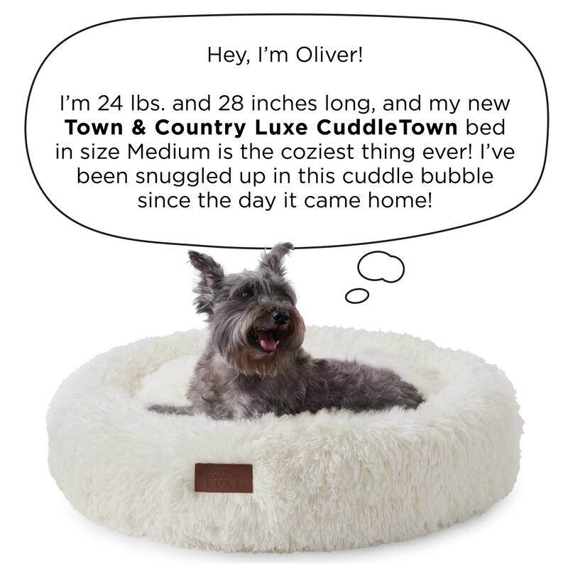 TOWN & COUNTRY LUXE CuddleTown Fuzzy Solid Donut Pet Bed Brown Round Bed