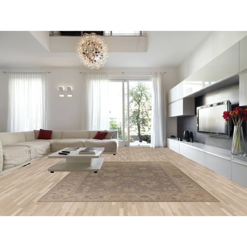 Vegetable Dye Gray Oushak Turkish Area Rug Hand-Knotted Wool Carpet - 9'4" x 12'4"