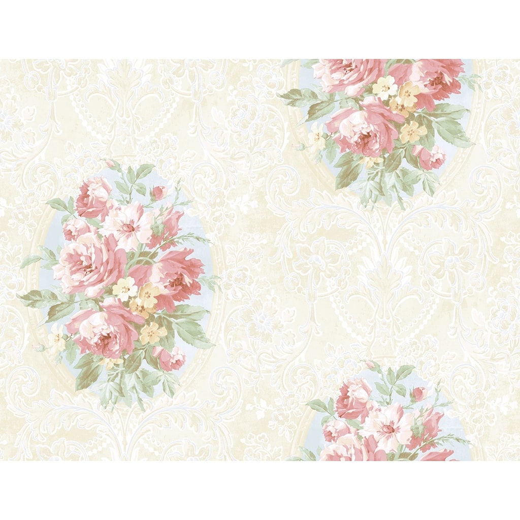 Seabrook Designs Vivienne Floral Cameo Unpasted Wallpaper