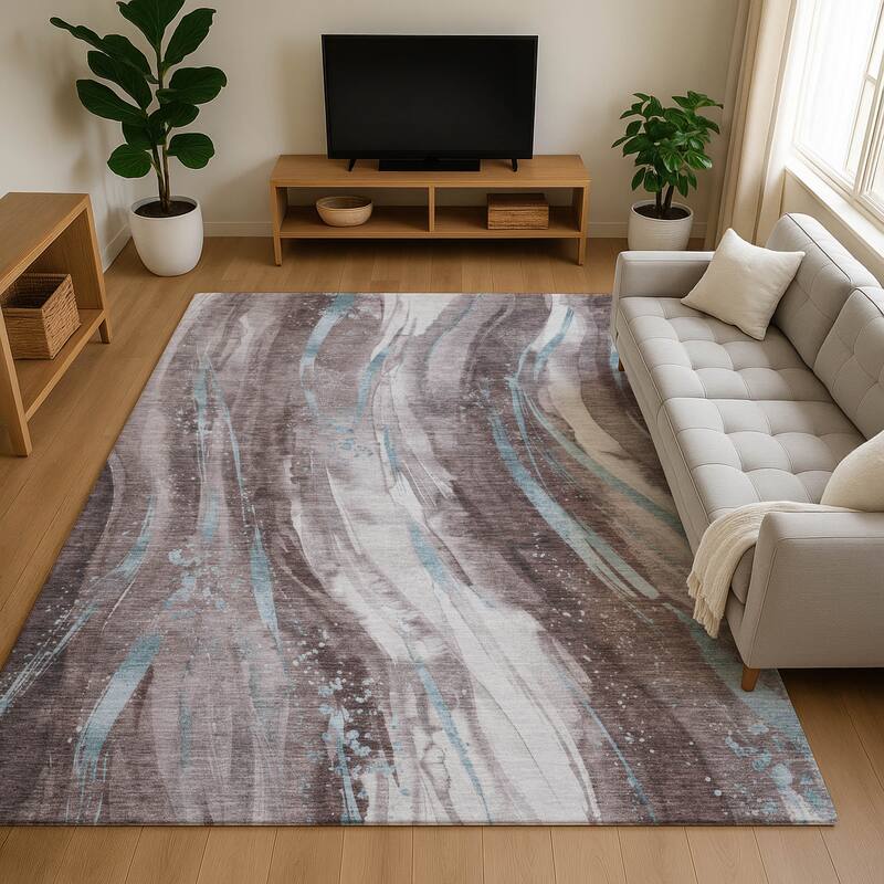 Premium Washable Super Soft Modern Contemporary Mayfield Rug - Taupe - 10' x 14'