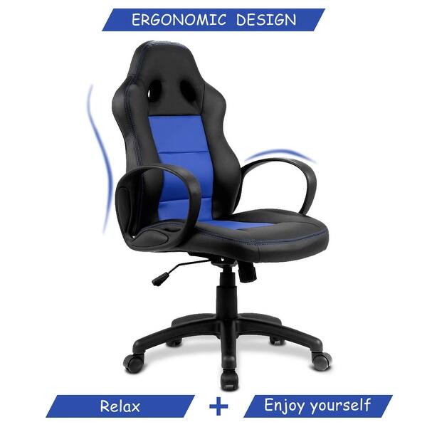 Costway High Back Race Car Style Bucket Seat Office Desk Chair Gaming Chair Blue Overstock 16262311