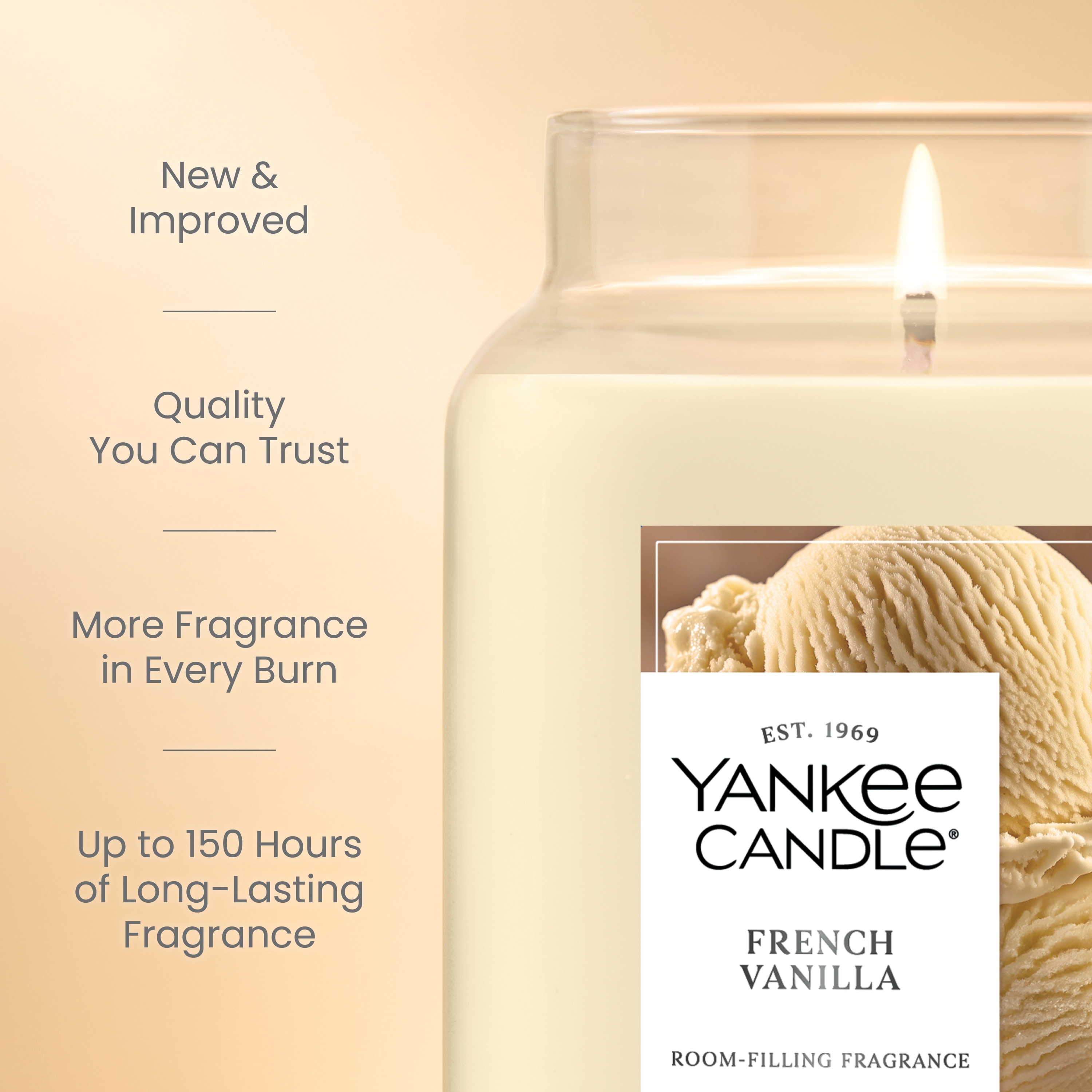 Yankee Candle French Vanilla Scented Candle, 22oz Large Jar with up to 150 Hour Burn Time, Giftable