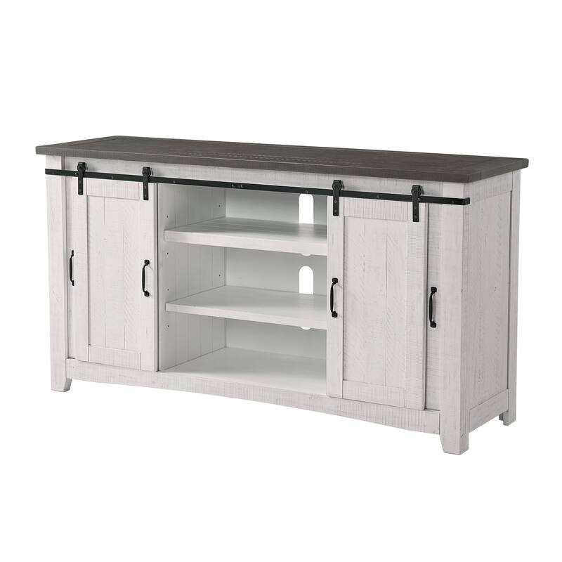 Rustic Farmhouse 65-Inch Wide Solid Wood TV Stand