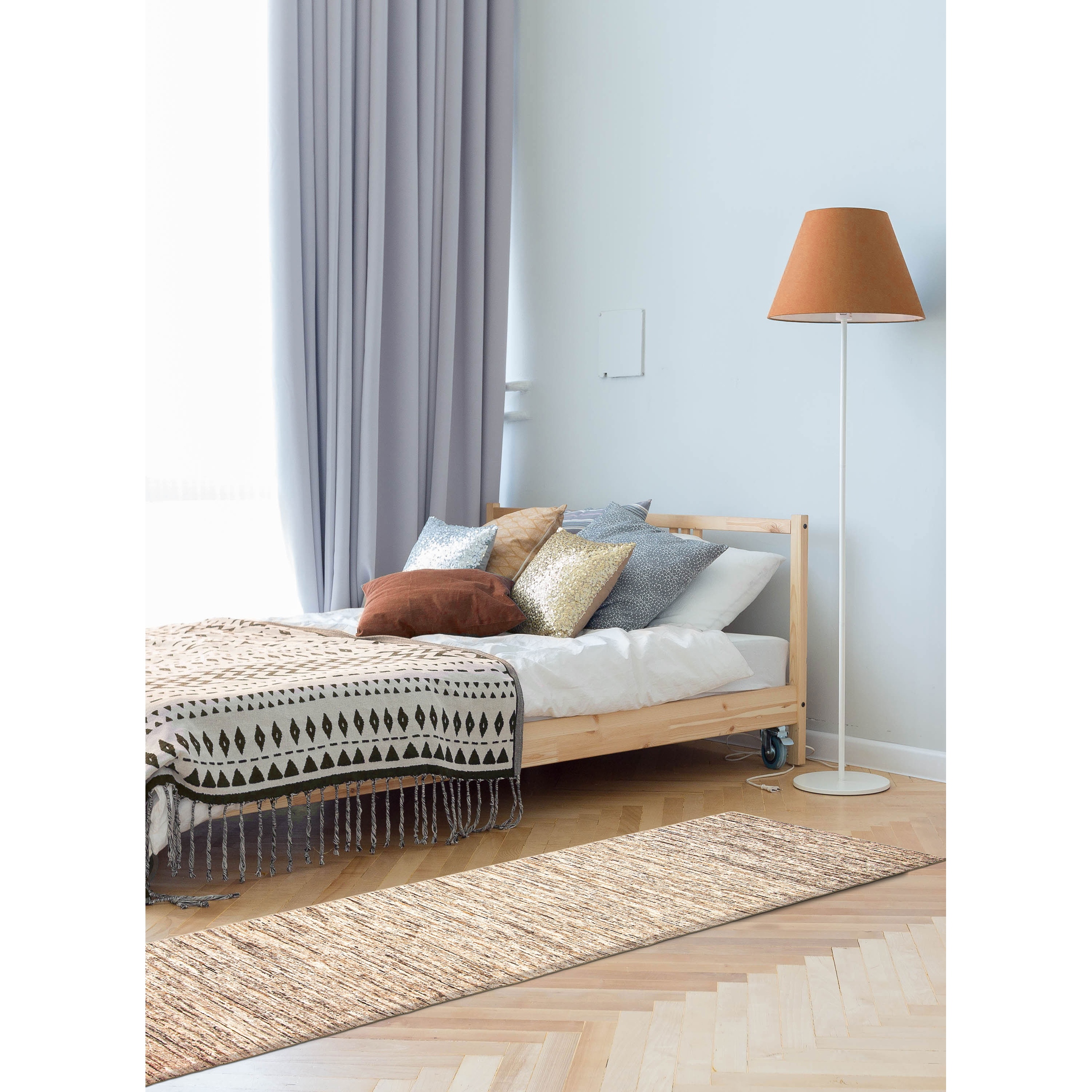 ECARPETGALLERY Flat-Weave Natural Light Khaki Wool Tapestry Kilim - 3'2 x 11'3