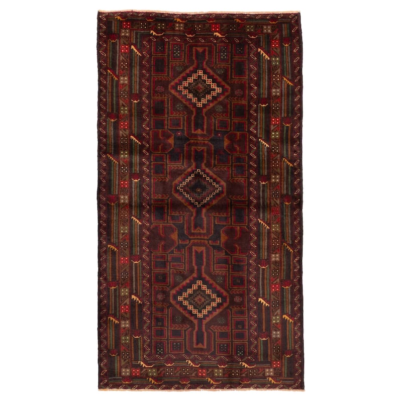ECARPETGALLERY Hand-knotted Teimani Dark Brown Wool Rug - 3'7 x 6'7