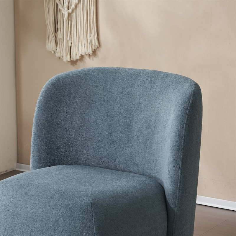 Modern Low Back Accent Chair, Upholstered Armless Living Room Lounge Chairs with Round Pine Wood Feet for Bedroom