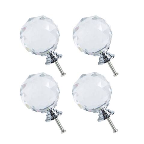 40mm Dia,4pcs Crystal Knobs Aluminum Alloy Base Round Knob Drawer Pull Handle Furniture Cabinet Cupboard Wardrobe