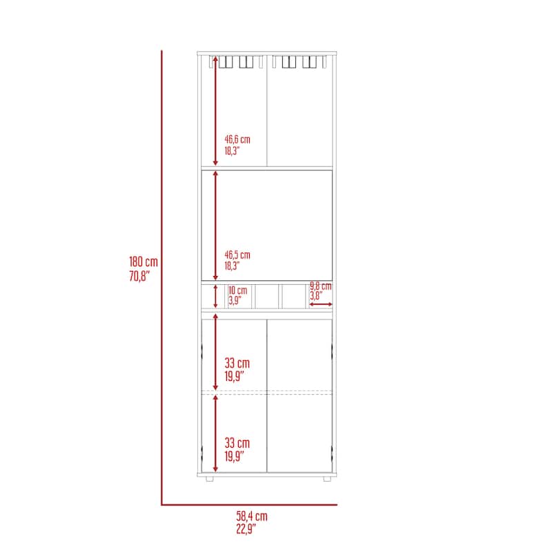 Redding Bar Cabinet, One Cabinet, Interior Shelves, Five Bottle Cubbies, Two Shelves, Light Oak