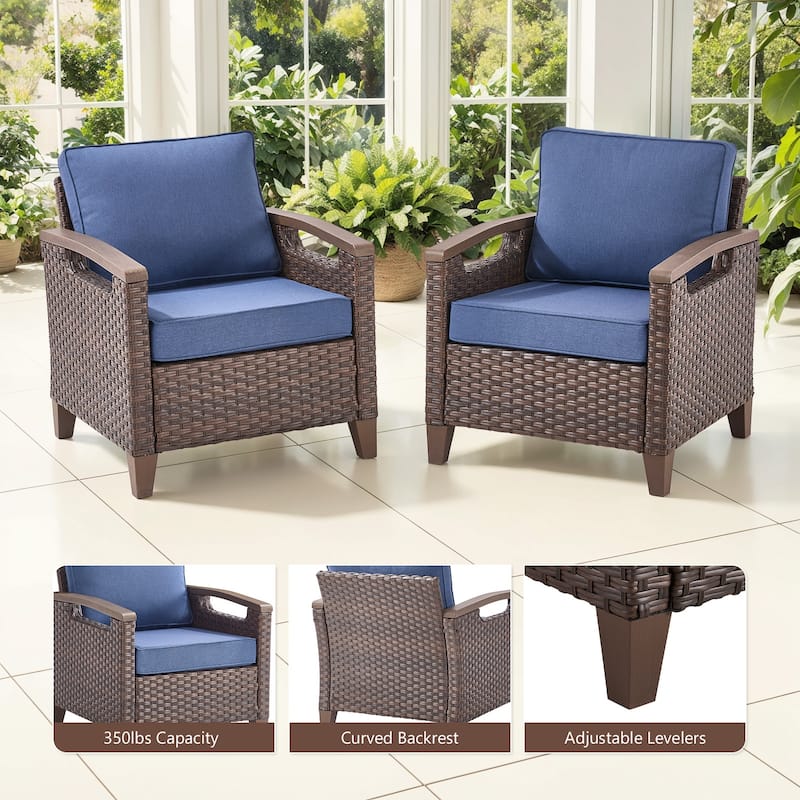 Gymojoy Wicker Patio Chairs Set of Two with Olefin Cushions Water-Resistant