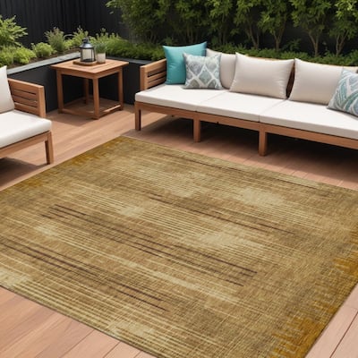 HomeRoots Striped Transitional Rectangle Outdoor Rug