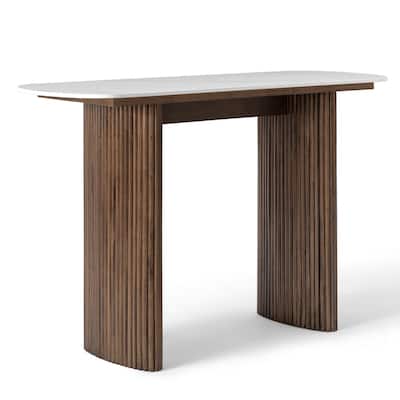 Marble Console Table Entryway Table with Fluted Base