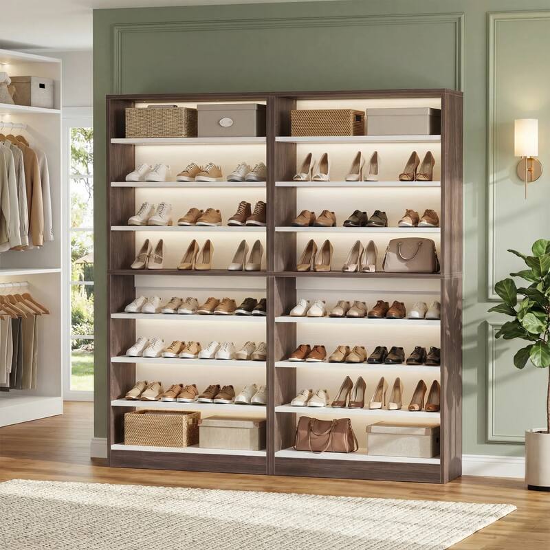 Cimly 45 Pairs Tall Shoe Cabinet, 9-Tier Wooden Shoe Storage Organizer with Adjustable Shelves
