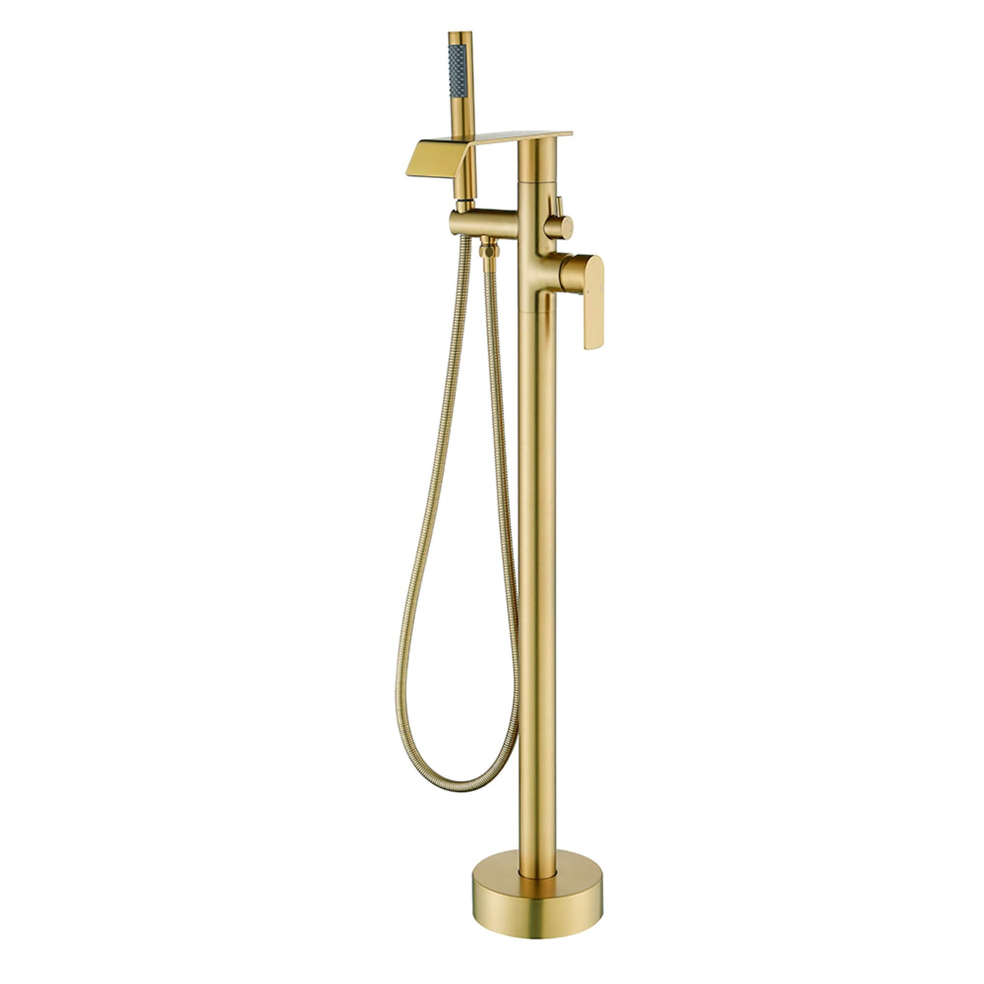 Freestanding Tub Faucet With Hand Sprayer Floor Mount Roman Bathtub Faucet Modern Waterfall Tub Filler Trim With Handheld Showe