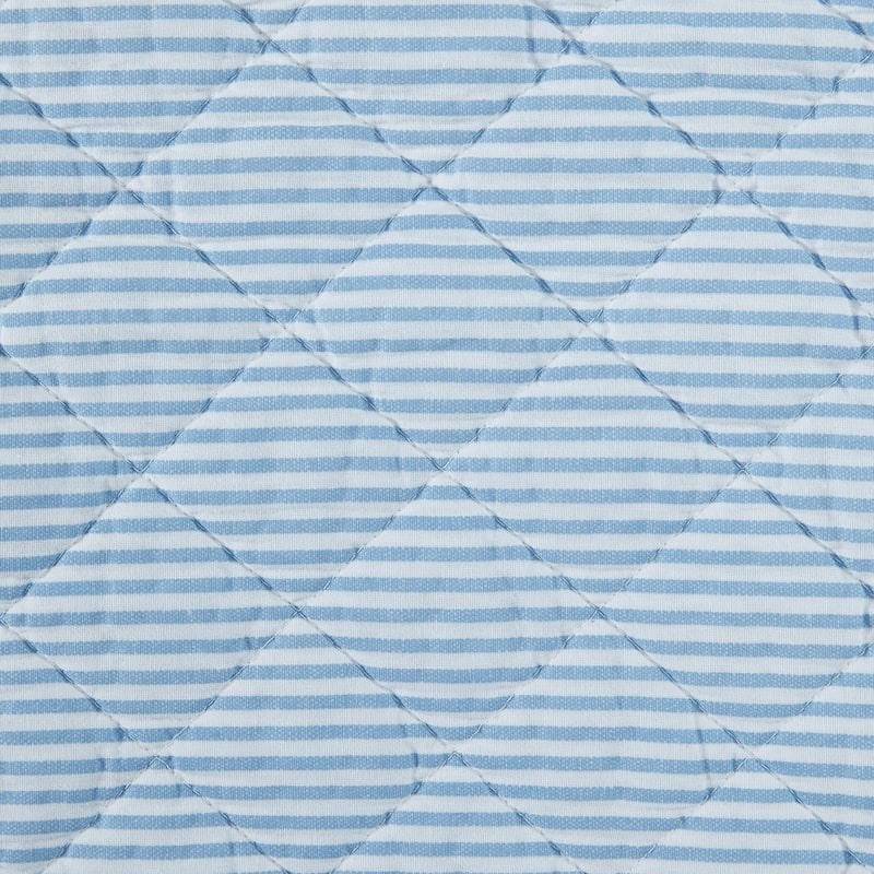 Laura Ashley Oxford Stripe Cotton Reversible Blue Quilt Set