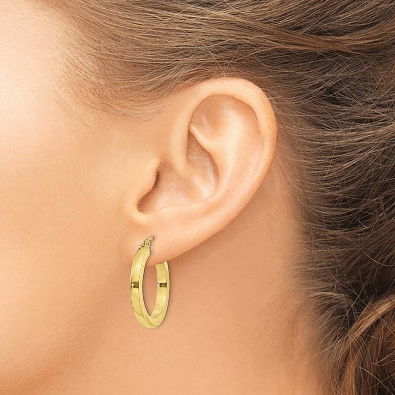 Curata 10kYellow Gold 26x3mm Polished Square Hoop Earrings