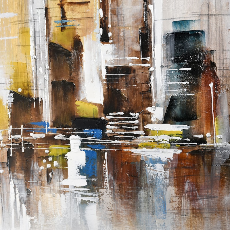 Elk Home Sympony Cityscape Gray Fabric 39.5 Inch Wide Wall Art