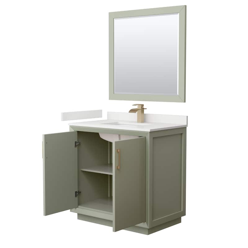 Strada 36-inch Single Vanity, Quartz Top, 34-inch Mirror