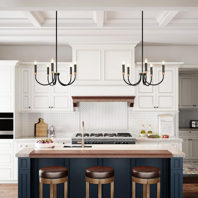 Modern Farmhouse 5-Light Black Chandelier for Dining Room