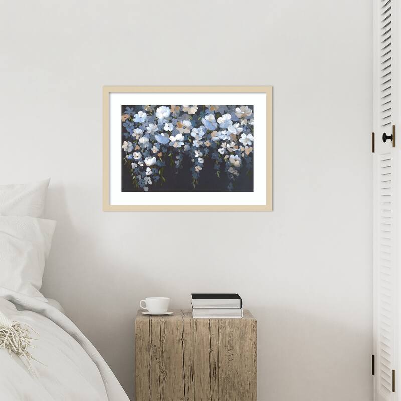 Hanging Blossoms in Tranquil Night by Hannah Dawson Wood Framed Wall Art Print