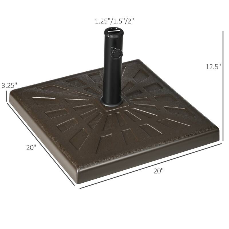 Outsunny 42lbs Resin Patio Umbrella Base, 20" Square Outdoor Umbrella Stand Holder for Parasol Poles