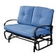 preview thumbnail 6 of 5, Outdoor Patio Rocking Glider Cushioned 2 Seats Steel Frame Furniture Blue