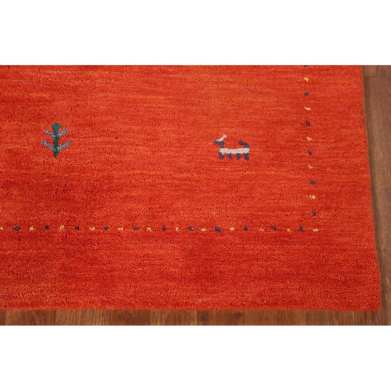 Salmon Tribal Gabbeh Oriental Area Rug Handmade Wool Carpet - 3'10"x 5'10"