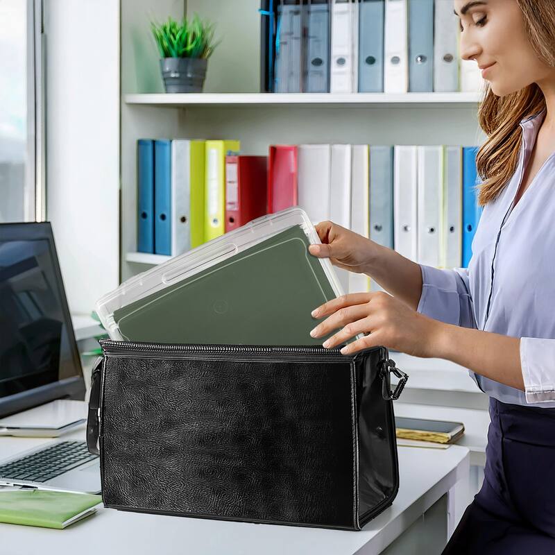 Sorbus Single-Piece Wide Hanging File Organizer Bin, Interior 10"x12" Clear Plastic Stackable for Document Storage