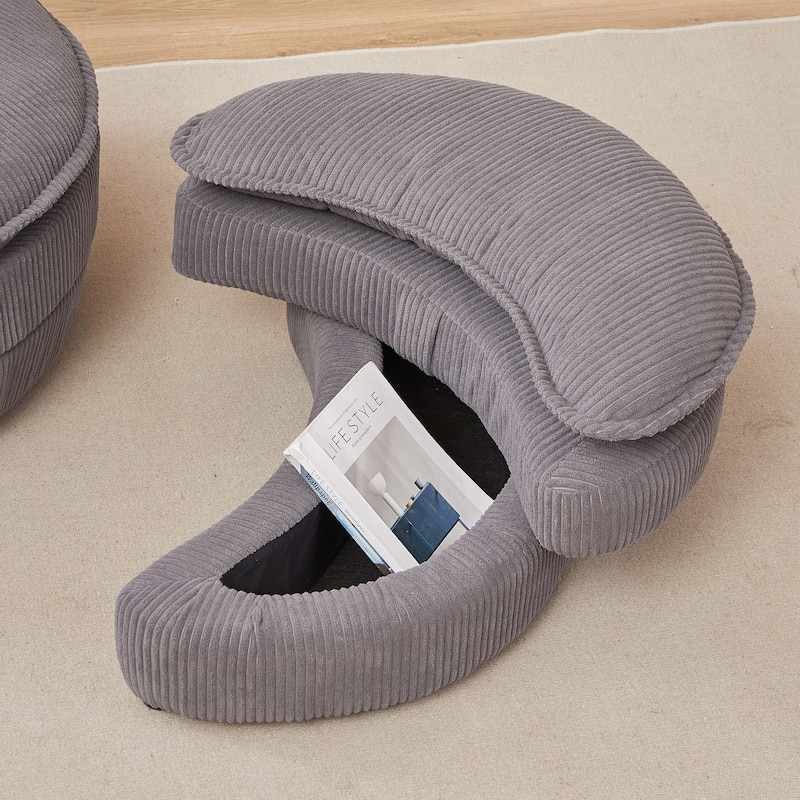 Swivel Chair with Moon Storage Ottoman for Living Room