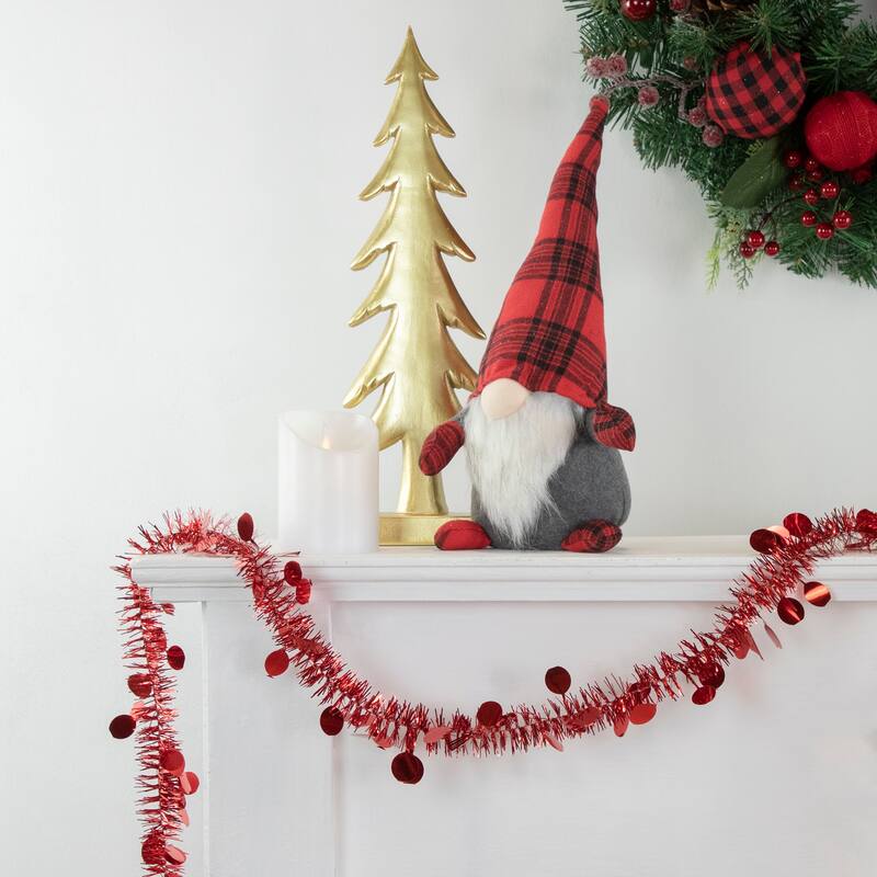 Tinsel and Polka Dot Commercial Christmas Garland 50' x 1.5" Red Unlit