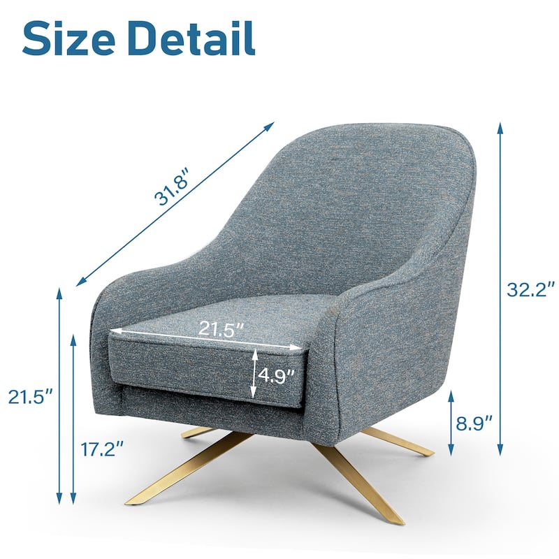 VredHom Modern Swivel Accent Chair with Stainless Steel Legs