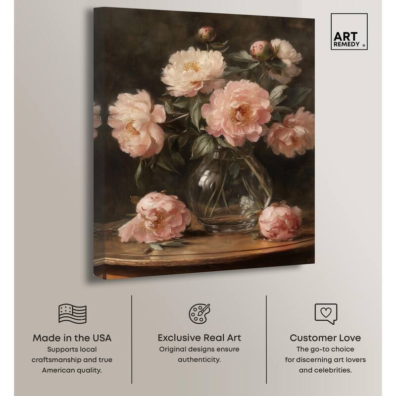 Vintage Velvet Vase Canvas by Art Remedy, Gallery Wrapped