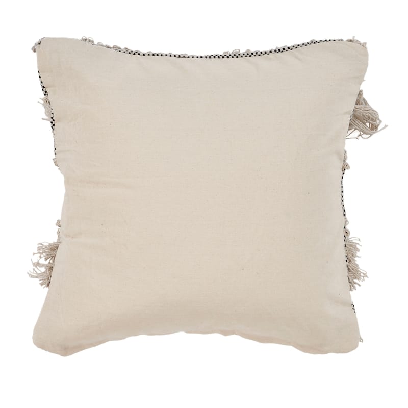 HomeRoots 20" Off-White and Black Cotton Throw Pillow