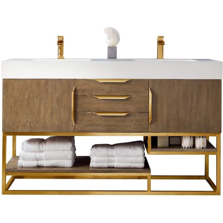James Martin Vanities 983-V59D-RG-GW Columbia 59" Free Standing Double