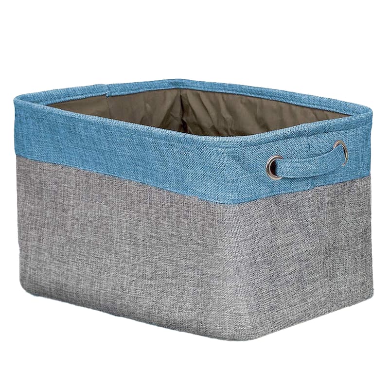 Sorbus Collapsible Basket With Handles For Towels & Clothes (Single) - 15" L x 10.75" W x 9.50" H - Aqua