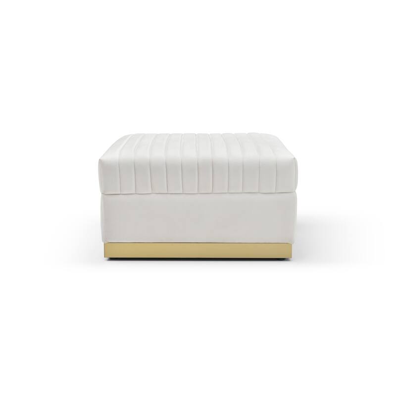 Contemporary Vertical Channel Tufted Velvet Big Size Ottoman Modern Upholstered Foot Rest for Living Room Apartment