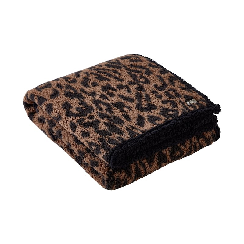 Kenneth Cole Cozy Printed Sherpa Throw Blankets
