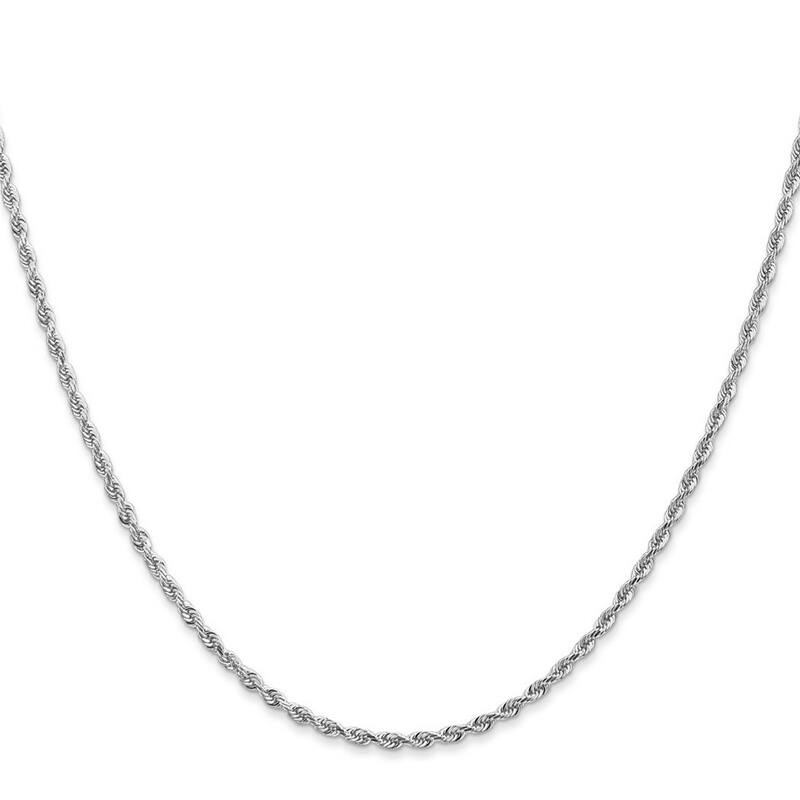 Curata 10k White Gold 2.0mm D/C Quadruple Rope Chain Necklace (Lobster) Options: 16 18 20
