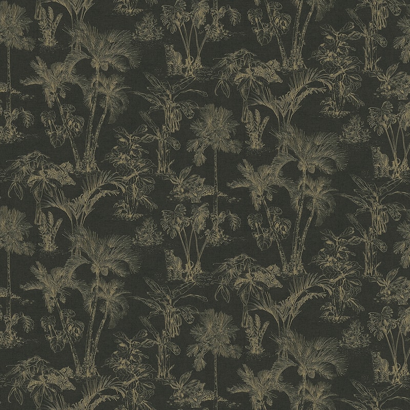 Advantage Zapata Gold Tropical Jungle Wallpaper - 20.9in x 396in x 0.025in - 20.9in x 396in x 0.025in