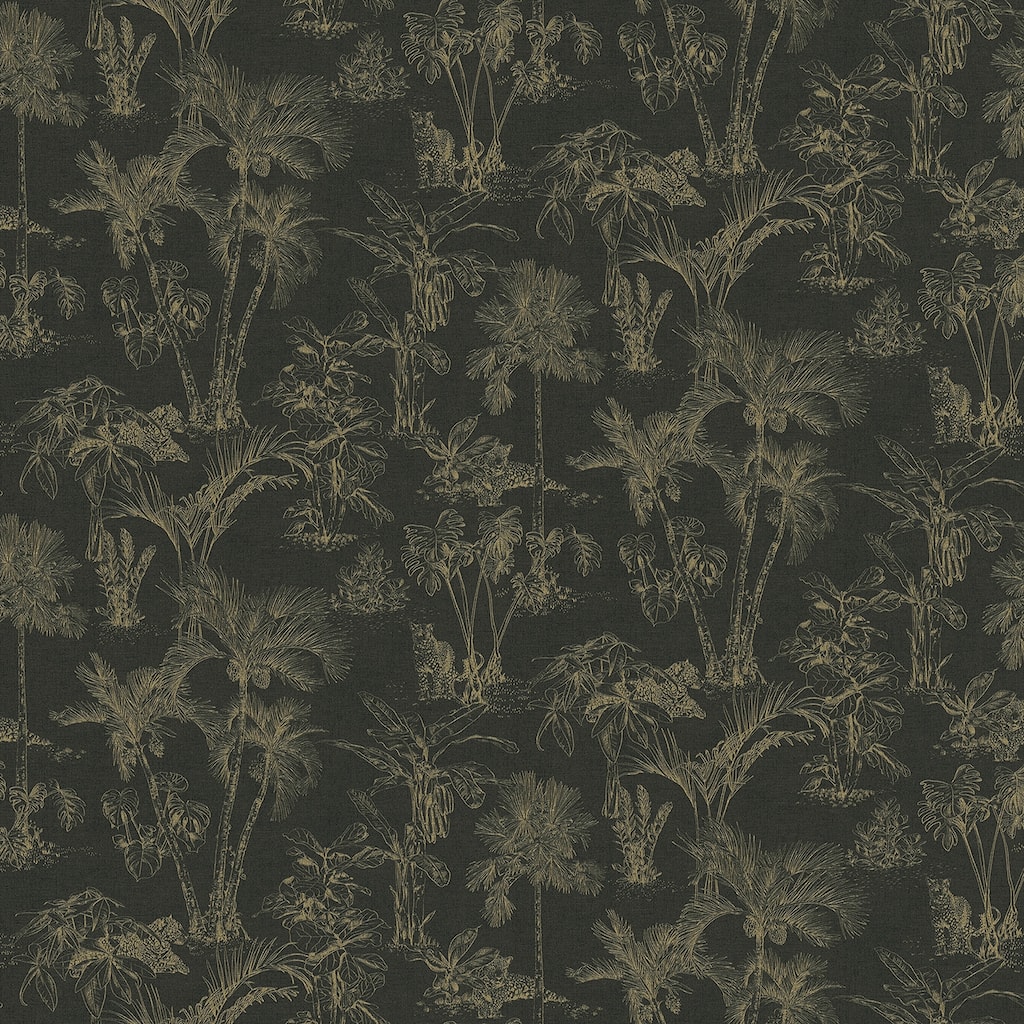Advantage Zapata Gold Tropical Jungle Wallpaper - 20.9in x 396in x 0.025in - 20.9in x 396in x 0.025in