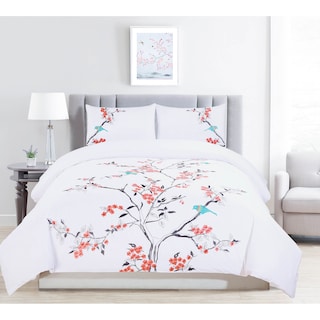 Superior Cherry Garden Embroidered 100-Percent Cotton 3-Piece Duvet Cover Set