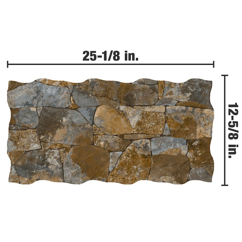 Merola Tile Caldera Vulcano Oxido 12-5/8" x 25-1/8" Porcelain Floor and Wall Tile