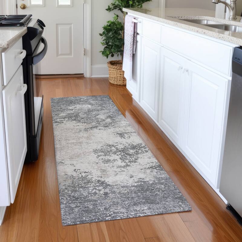 Premium Washable Super Soft Abstract Solid Mayfield Rug - Gray - 2'3" x 7'6"