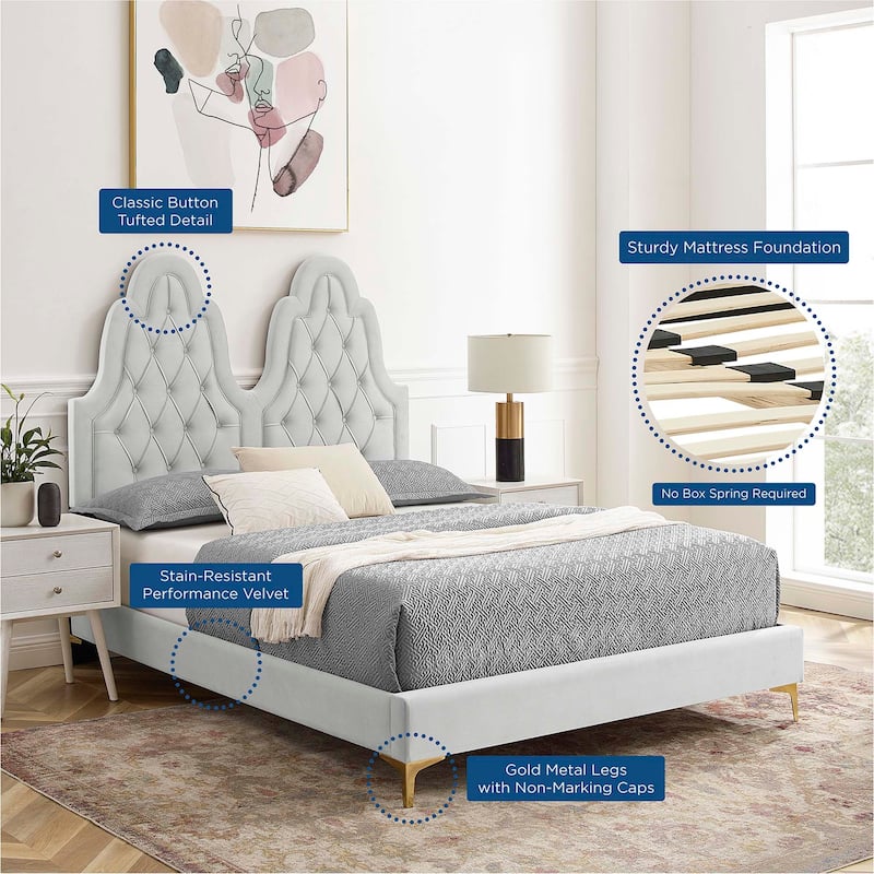 Alexandria Tufted Performance Velvet King Platform Bed